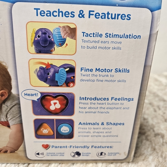 VTech Baby Learning Toy Interactive Push and Explore Elephant - Picture 7 of 14